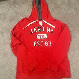 Aeropostale Unisex Red Hoodie with White Accents